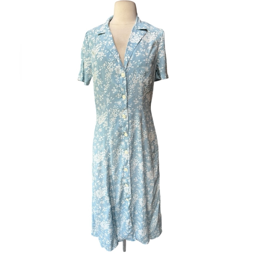 Polo by Ralph Lauren Blue Floral Midi Dress NWT